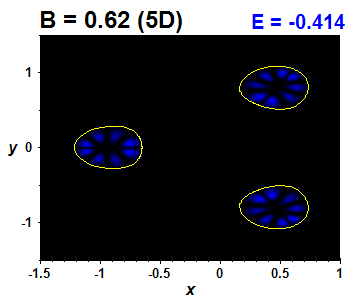 Wave function B=0.62,E(5)=-0.41394 (bze 5D)