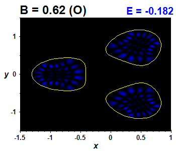 Wave function B=0.62,E(22)=-0.18215 (bze O)