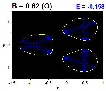 Wave function B=0.62,E(25)=-0.15819 (bze O)